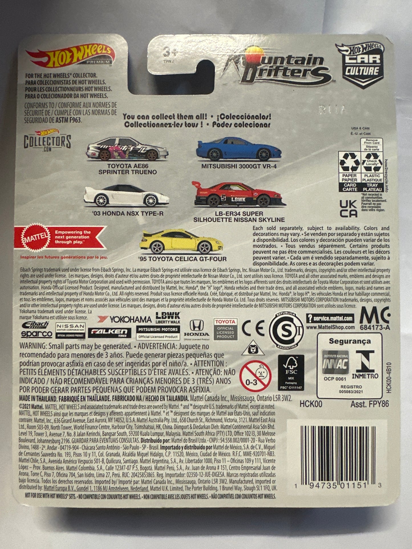 Hot Wheels 2022 Car Culture Mountain Drifters '03 Honda NSX Type R