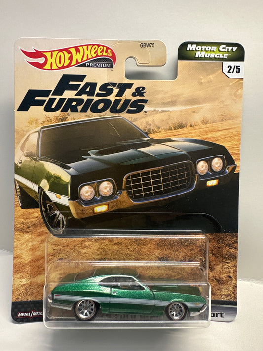 Hot Wheels Premium 72 Ford Gran Torino Sport Fast & Furious Motor City Muscle