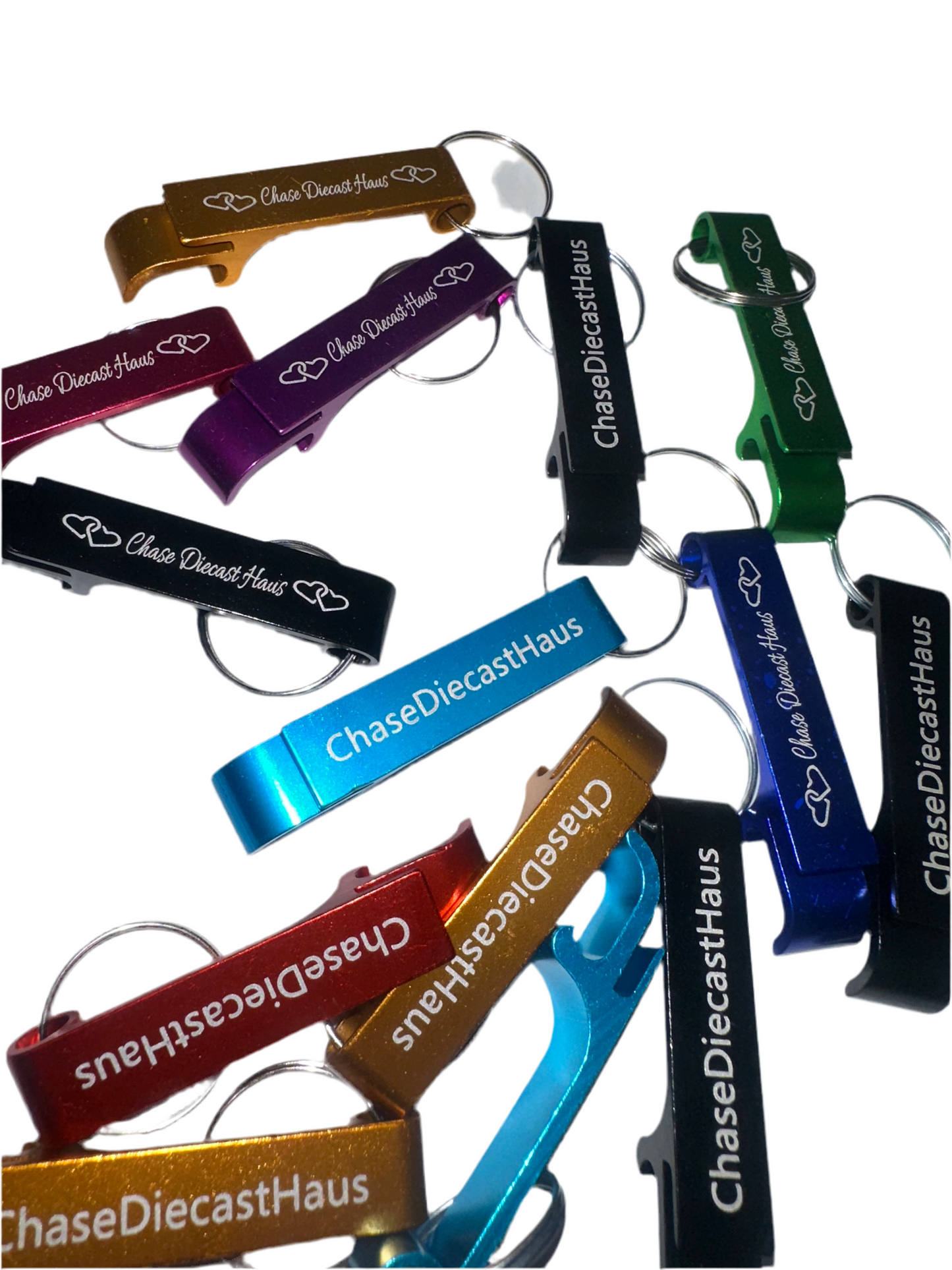 Chase Diecast Haus alloy assorted color drink opener 6cm keyring