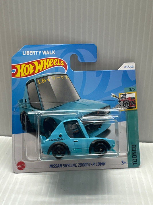 HOT WHEELS 2024 TOONED 3/5 - NISSAN SKYLINE 2000GT-R LBWK BLUE SHORT CARD