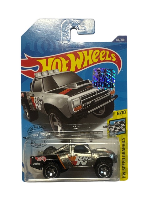 87 DODGE D100 K&N 2020 Hot Wheels #128 Toy Truck Silver Speed Graphics Series