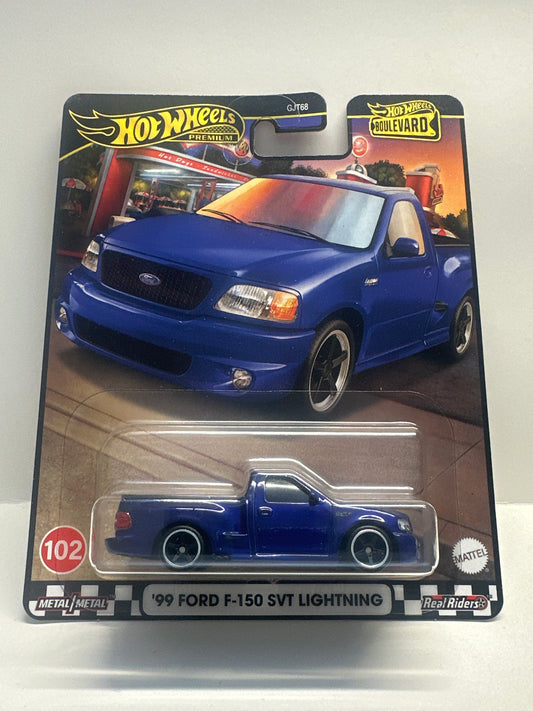 Hot Wheels Premium 1:64 Boulevard 1999 Ford F-150 Svt Lightning Blue 2024