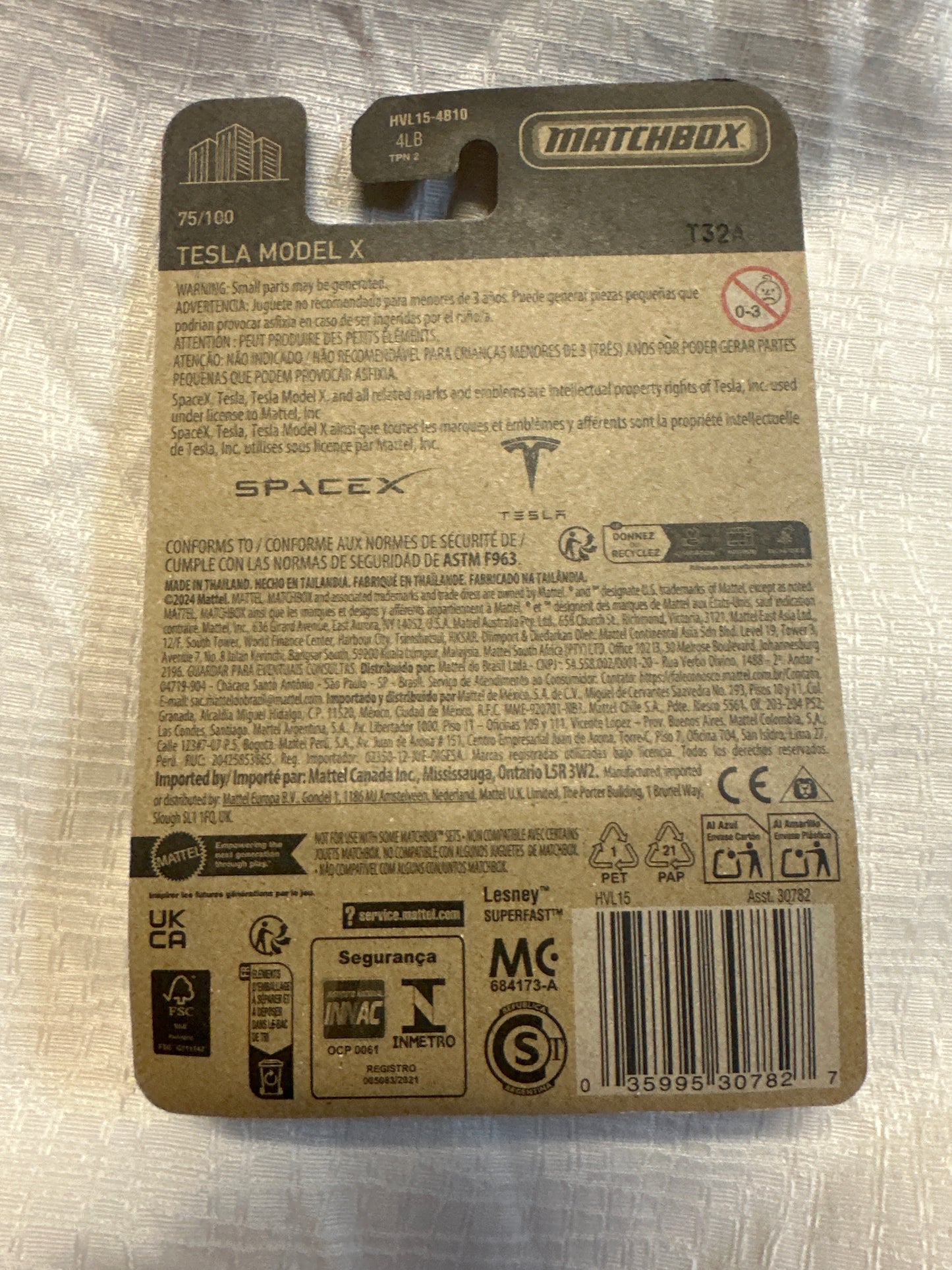 MATCHBOX TESLA MODEL X SPACE X 2024