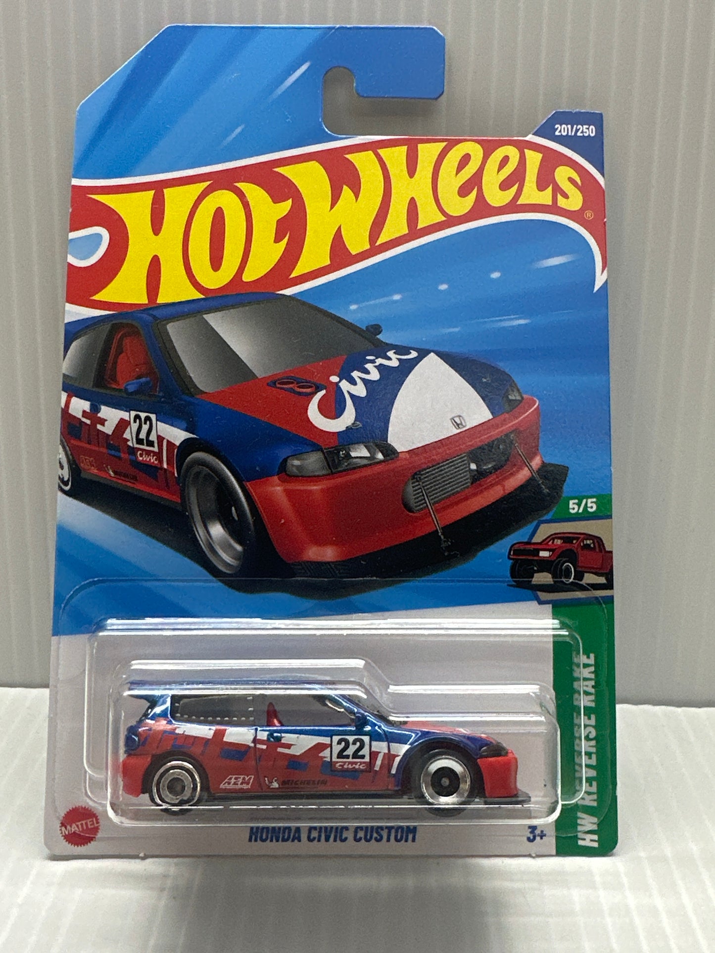 Hot Wheels Case K 2025 - Honda Civic Custom Blue and Red Long Card