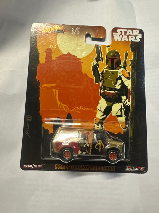 Hot Wheels Premium Star Wars BOBA FETT Ford Transit SUPERVAN Real Riders