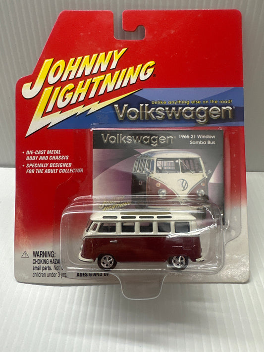 Johnny Lightning Volkswagen Series 1965 VW 21 Window Samba Bus Red '65