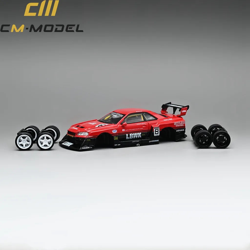 Cm Model 1/64 Nissan skyline Lb-Er34 Super silhouette red/black No.8