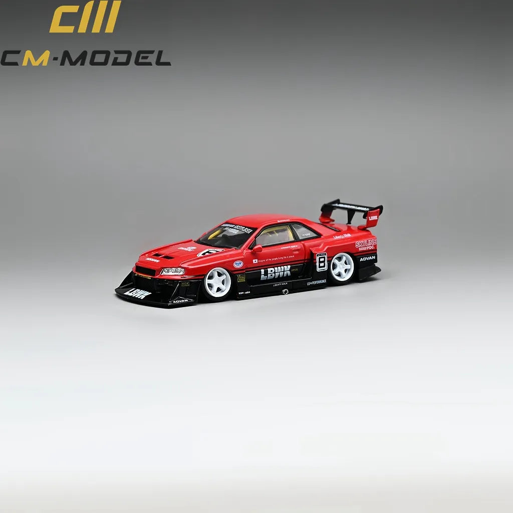 Cm Model 1/64 Nissan skyline Lb-Er34 Super silhouette red/black No.8