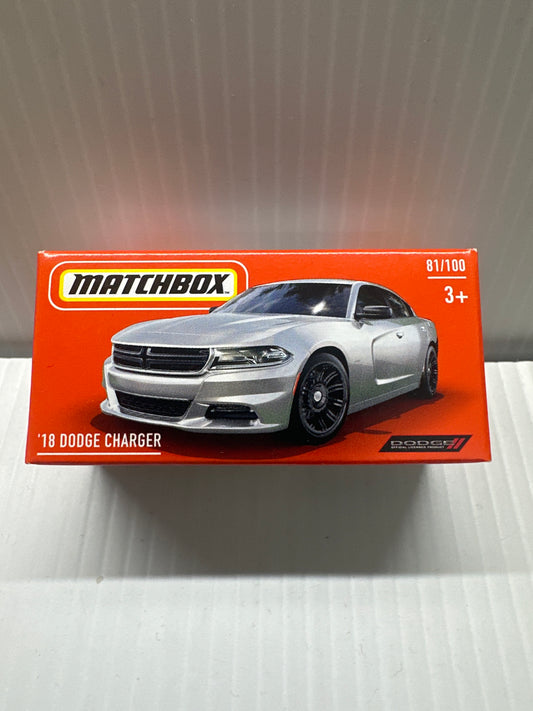 2024 Matchbox Power Grabs WHITE V8 HEMI 2018 DODGE CHARGER MOPAR SEDAN