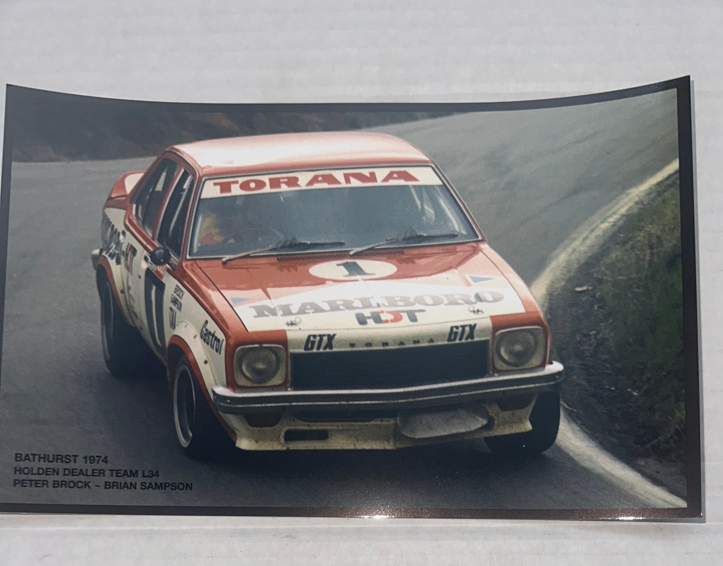 Bathurst 1974 Holden Dealer Team L34 Peter Brock- Brian Sampson small original print 21.5cm x 13.5cm