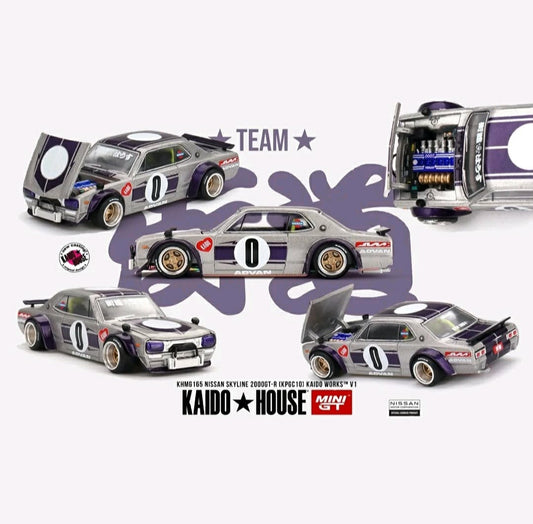 Kaido House x Mini GT Nissan Skyline 2000GT-R Kaido Works V1 - 1:64, Silver (2025 Limited Edition)