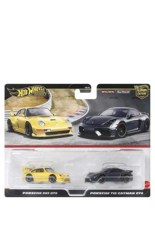 Hot wheels Premium 2 Pack Porsche 993 Gt2 and Porsche 718 Cayman Gt4