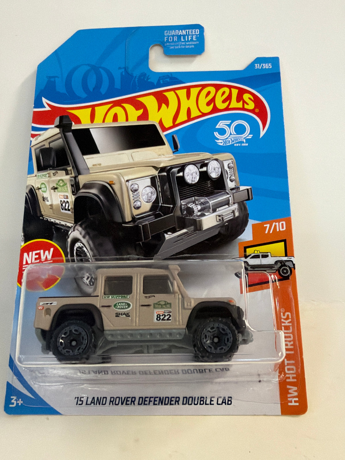 2018 HOT WHEELS 50th HW HOT TRUCKS 7/10 TAN '15 LAND ROVER DEFENDER DOUBLE