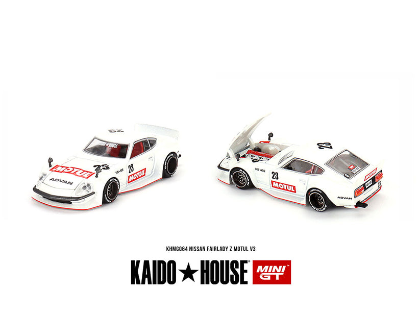 Mini GT
Kaidohouse x Mini GT 1:64 Datsun KAIDO Fairlady Z MOTUL V3 White