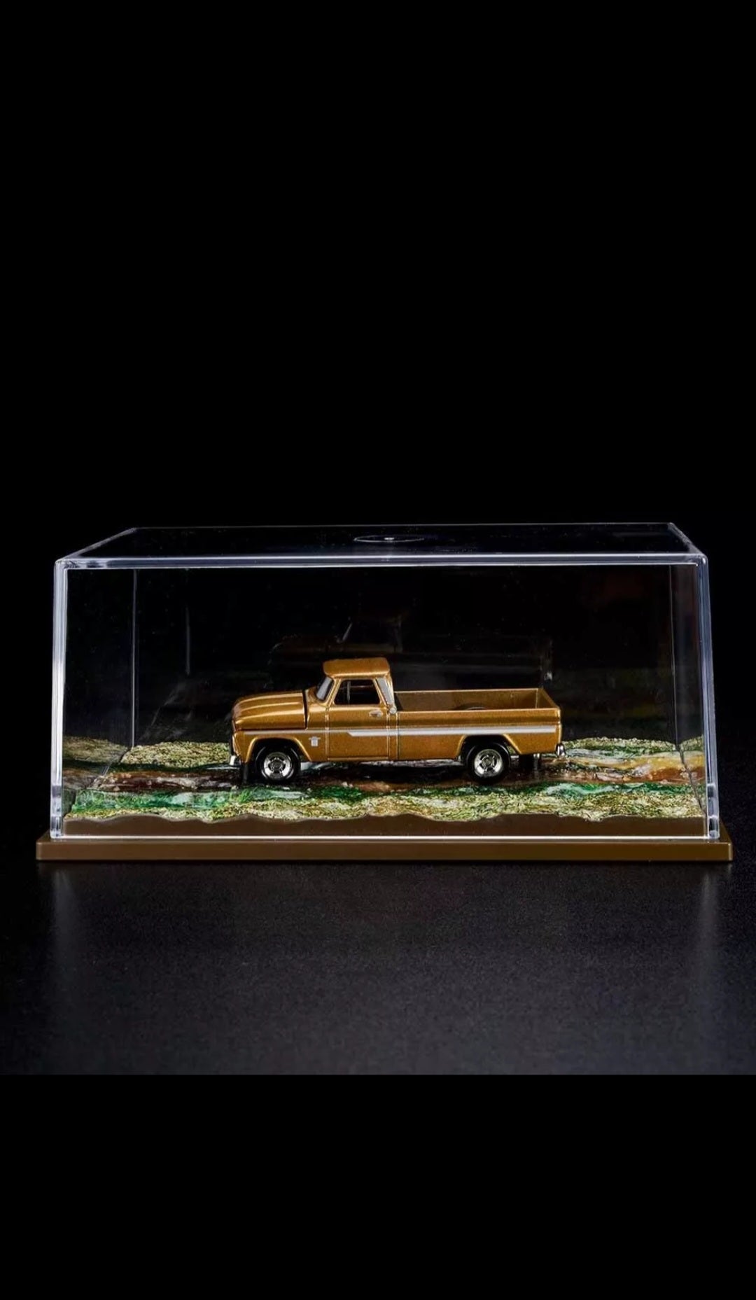 Matchbox 2021 RLC Mattel Creations 1964 Chevy C10 Pickup Gold in Acrylic Case