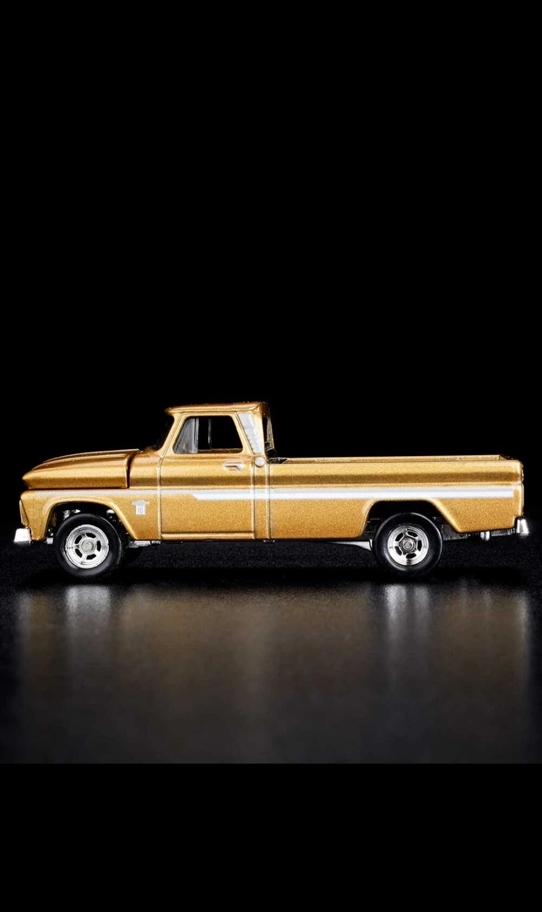 Matchbox 2021 RLC Mattel Creations 1964 Chevy C10 Pickup Gold in Acrylic Case