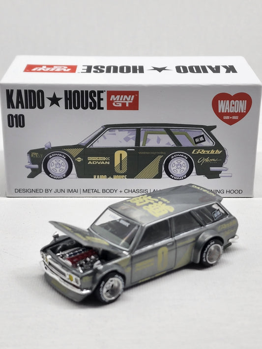 Mini Gt kaidohouse Datsun 510 Wagon 010 OG Green Raw Chase