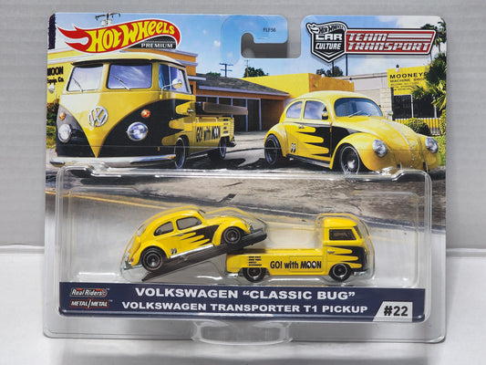Hot Wheels Team Transporters Volkswagen Classic Bug and T1 pick up Mooneyes