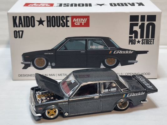 Mini Gt kaidohouse Datsun 510 Pro Street 017 Greddy  Gun metal grey