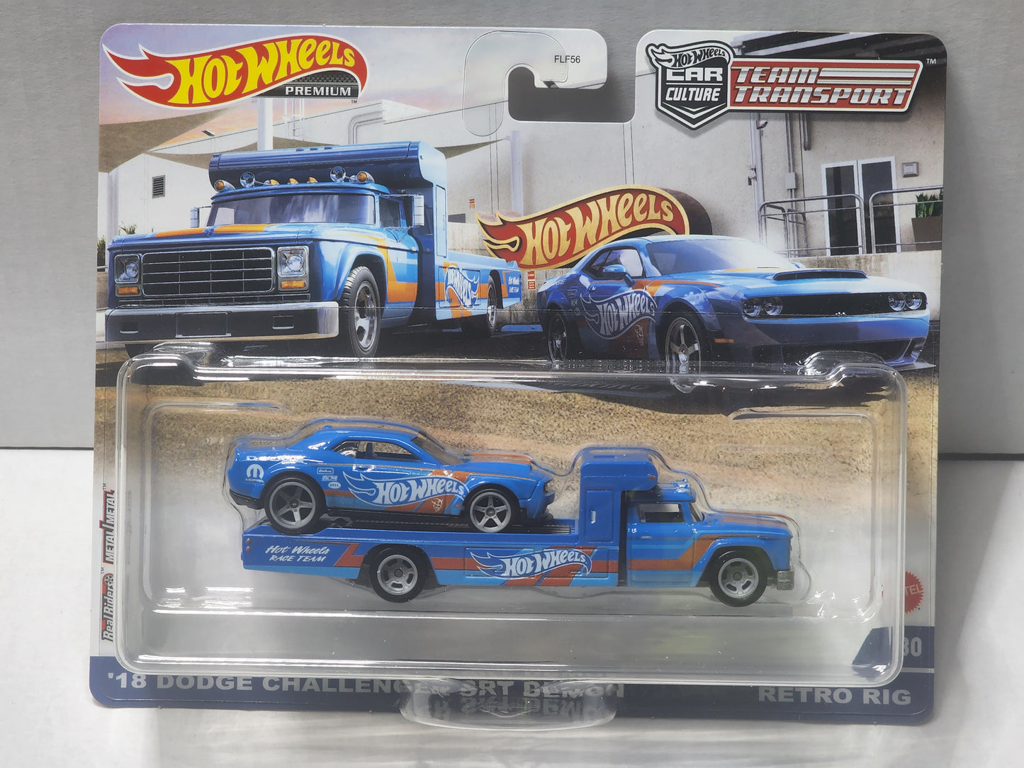 Hot wheels Team Transporters No.30 18 Dodge Challenger Srt Demon and Retro Rig