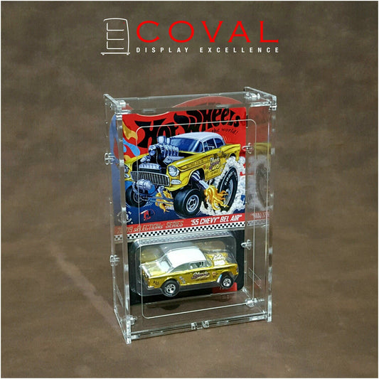 Coval displays hot wheels single carded rlc/basic case with front vertical door HDR-101