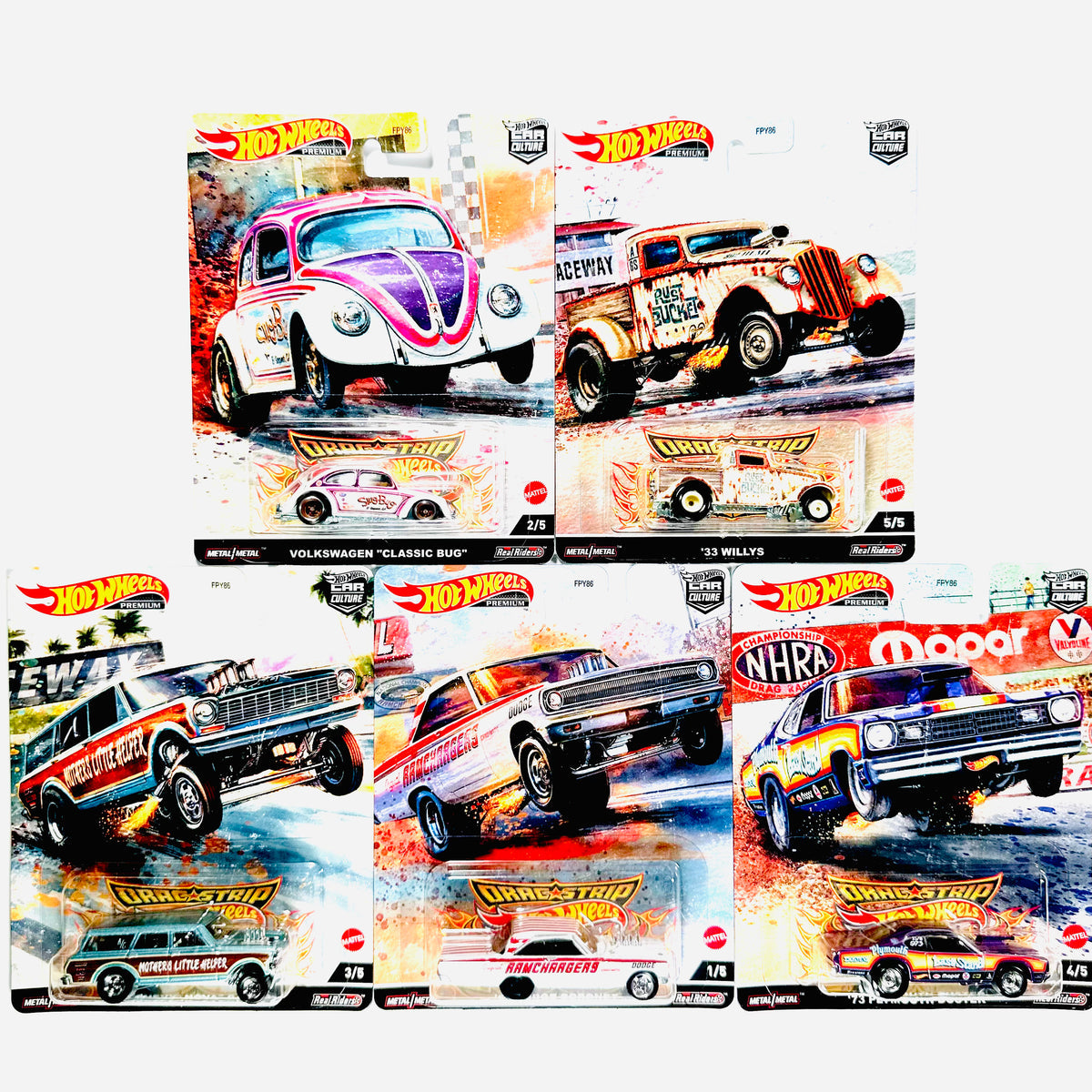 Hot wheels
Premium
Car Culture
Dragstrip Demons
2023
Wave 2
Complete set of 5