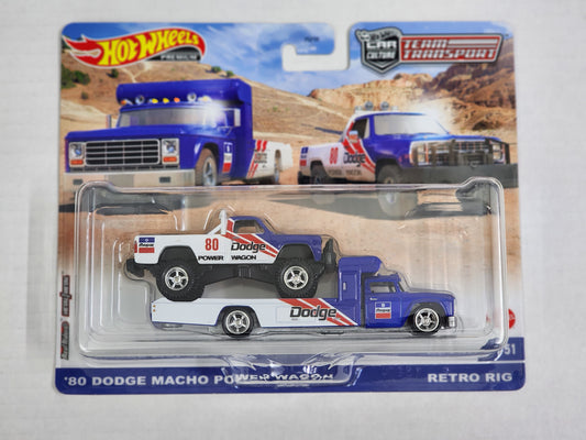 Hot Wheels Team Transporters no.51 80 Dodge Macho Power Wagon and Retro Rig