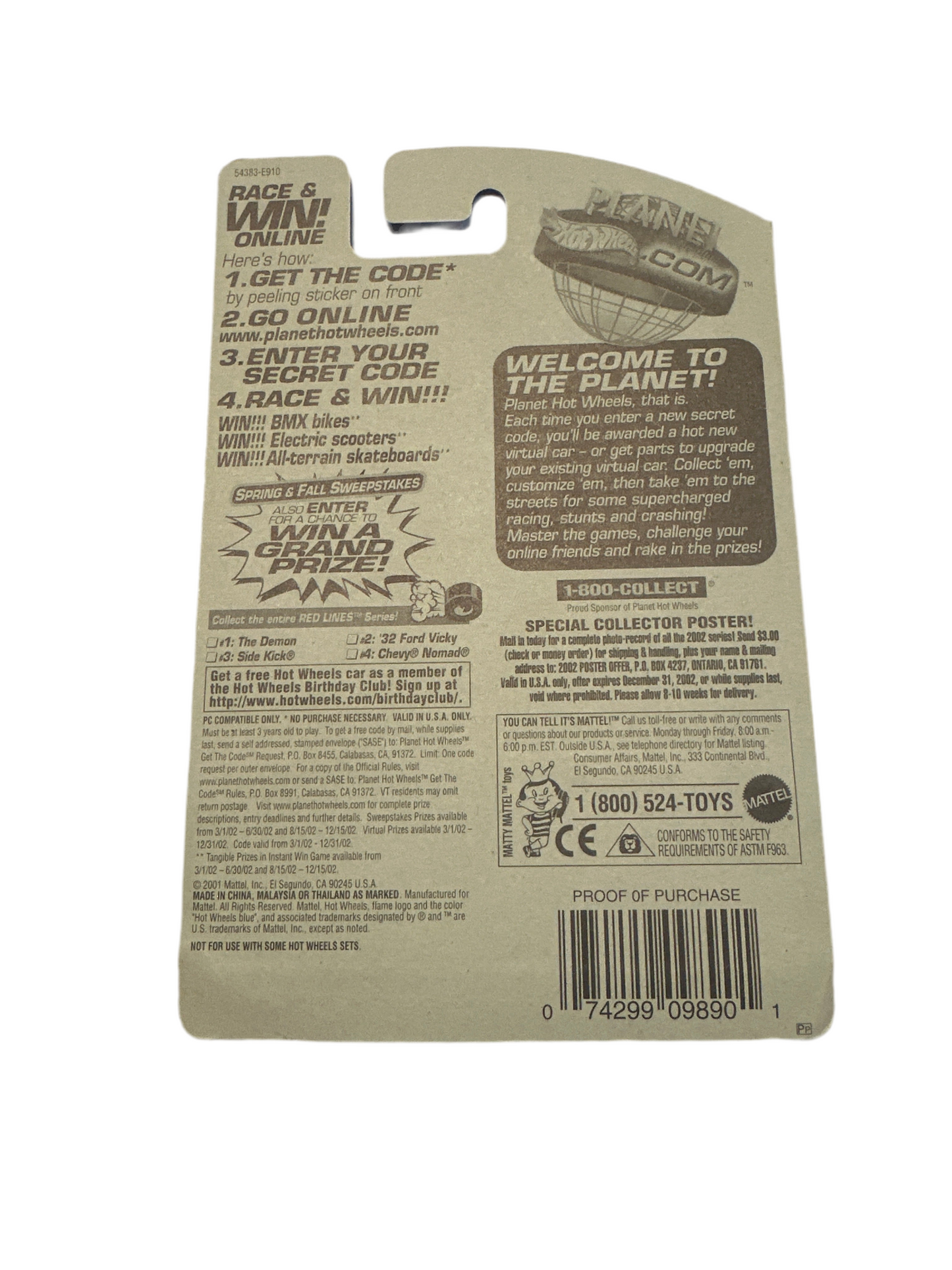 Hot Wheels 2002 Red Line Series Side Kick die-cast car