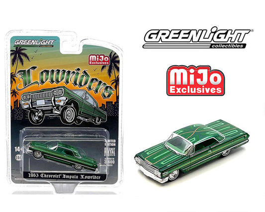 Greenlight 1/64 1963 Chevrolet Impala SS Lowriders Metallic Green