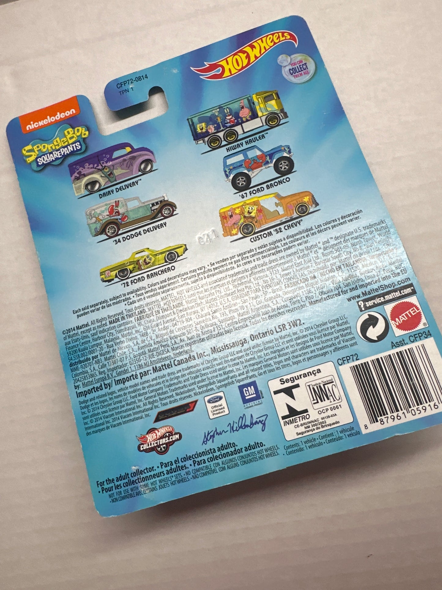 Hot Wheels Pop Culture Sponge Bob Squarepants '67 Ford Bronco 4x4 Real Riders