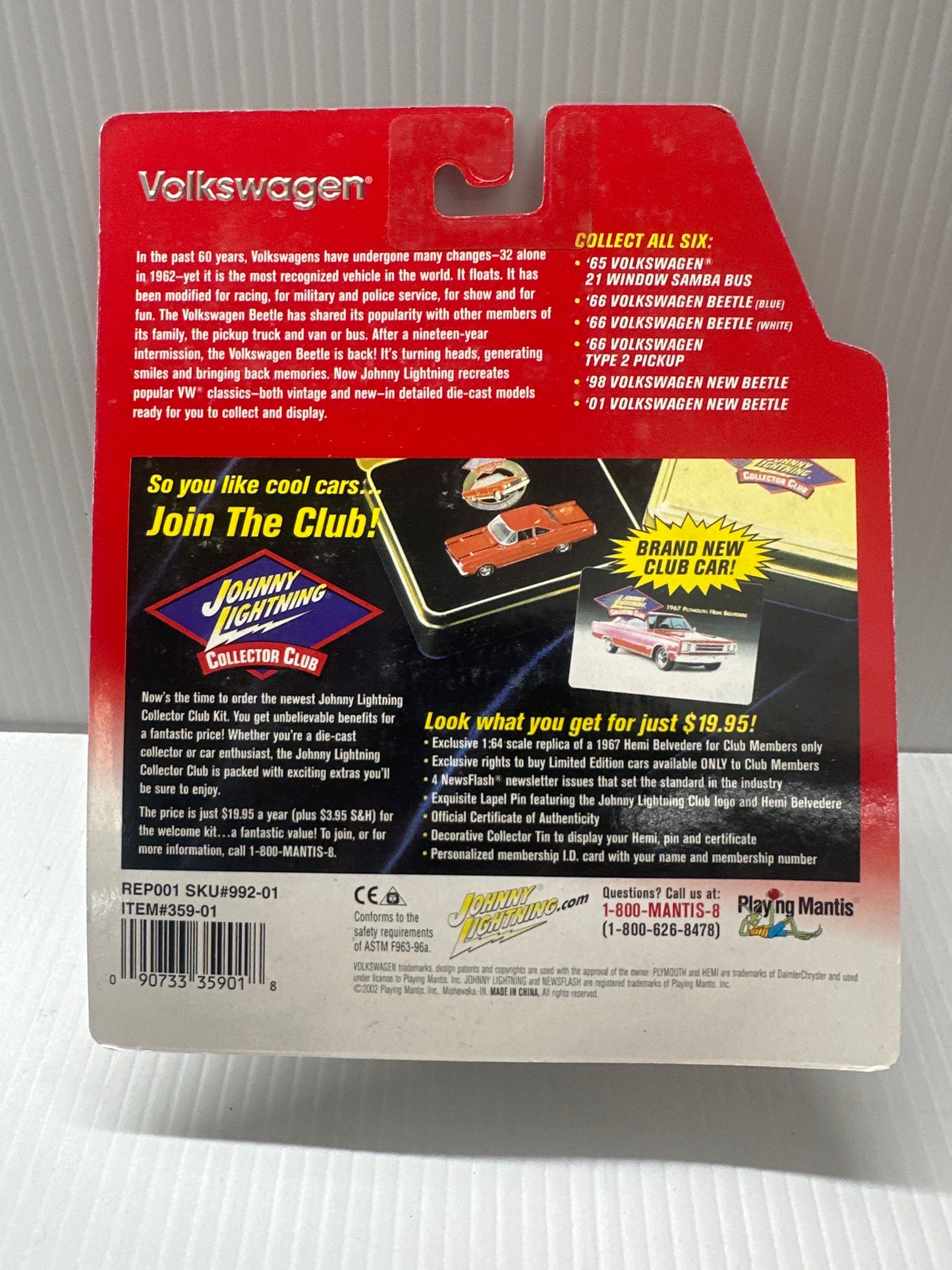 Johnny Lightning Volkswagen Series 1965 VW 21 Window Samba Bus Red '65