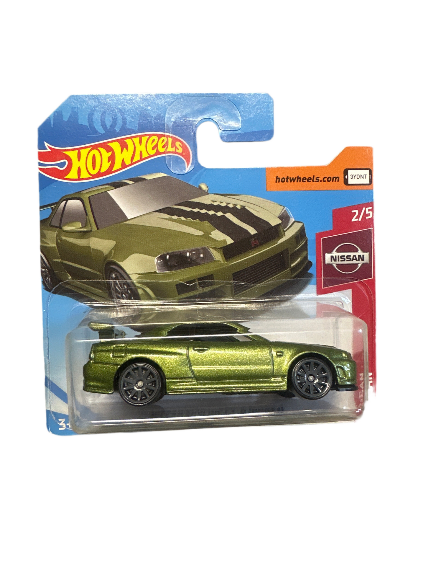 HOT WHEELS NISSAN SKYLINE R34 GT-R OLIVE GREEN BNR34  SHORT CARD with protector case