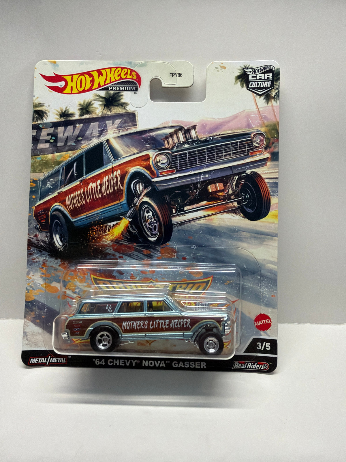 Hot Wheels Premium - 2022 Drag Strip Demons 3/5 '64 Chevy Nova Gasser