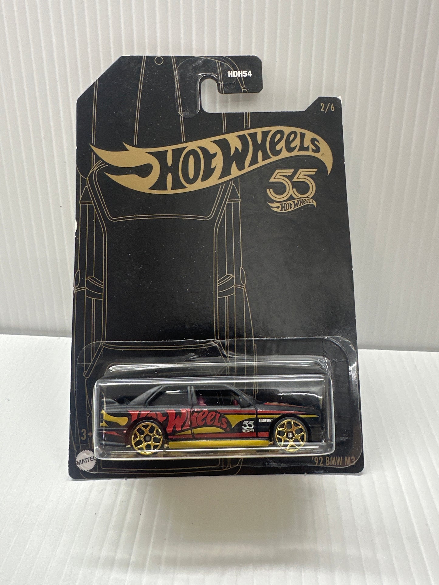 Hot Wheels '92 BMW M3 #2 - 2023 55th Anniversary Black and Yellow