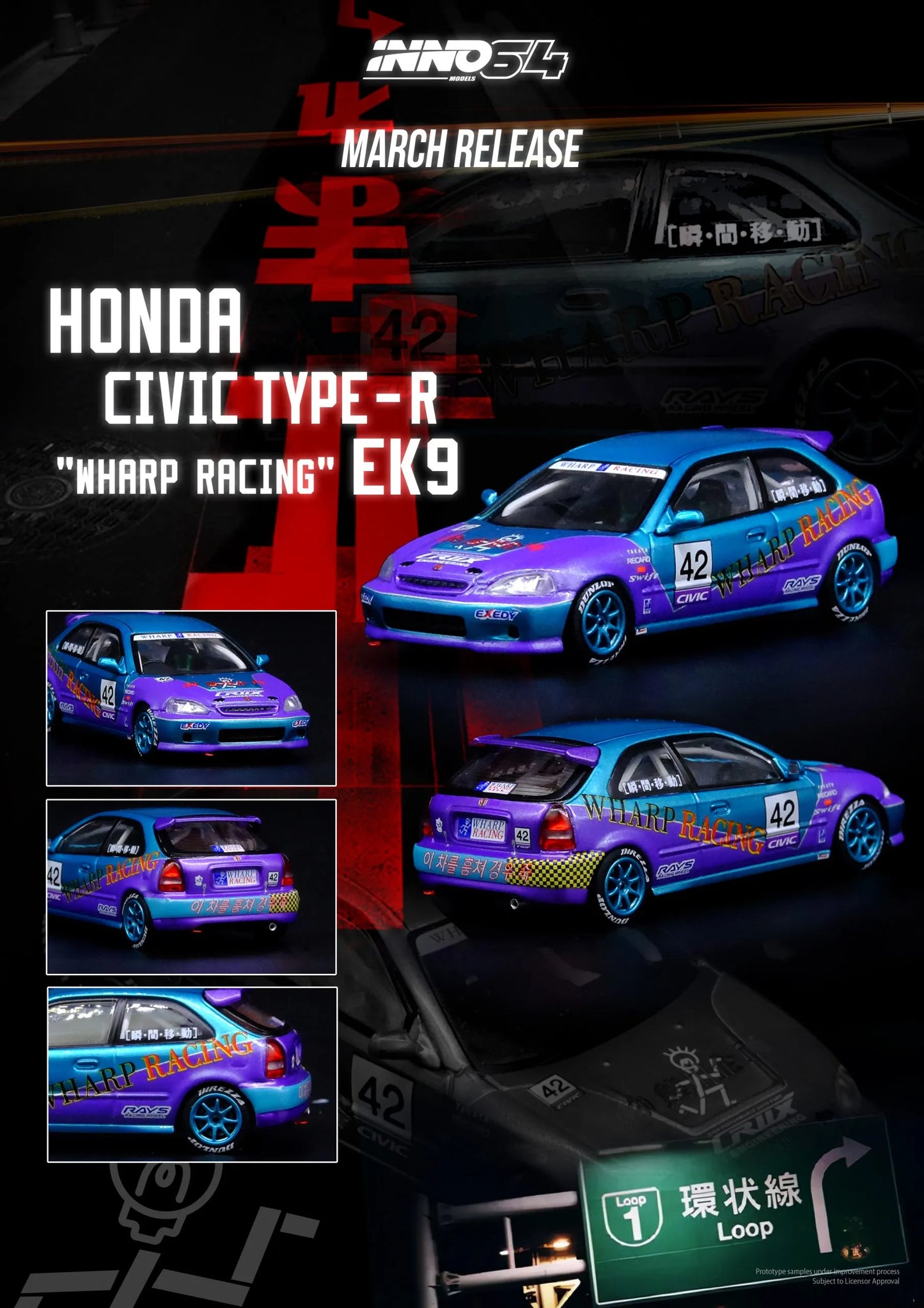 Inno64 Honda Civic Type-R Ek9 Wharp Racing