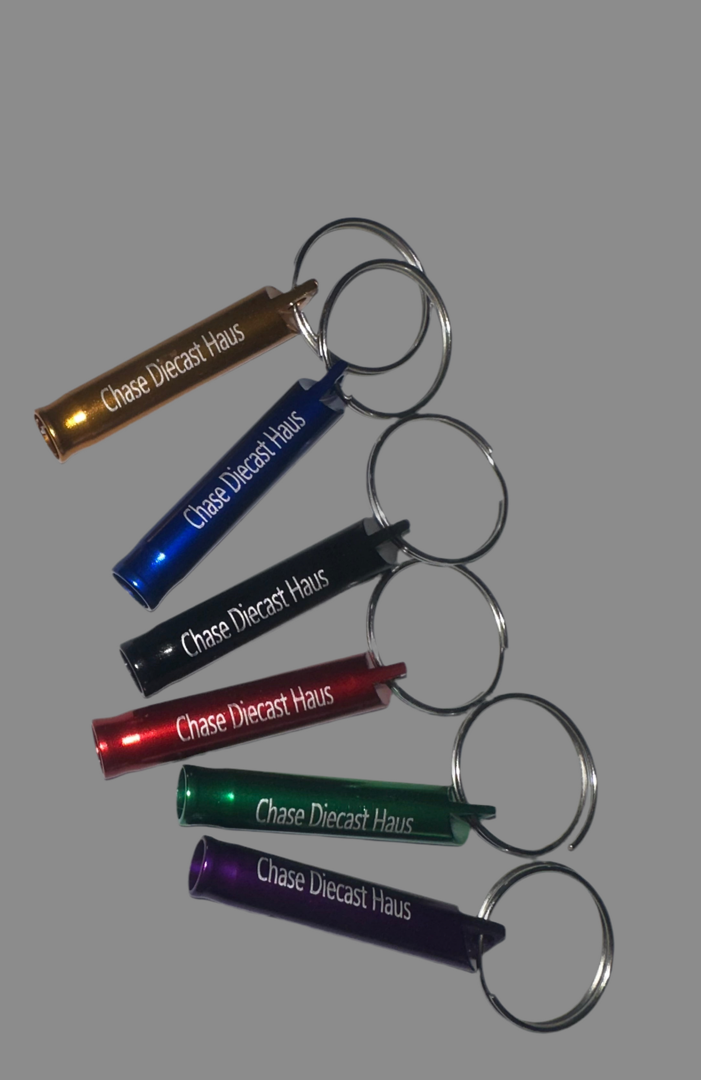 Chase Diecast Haus alloy assorted color mini whistle keyring 4.5cm