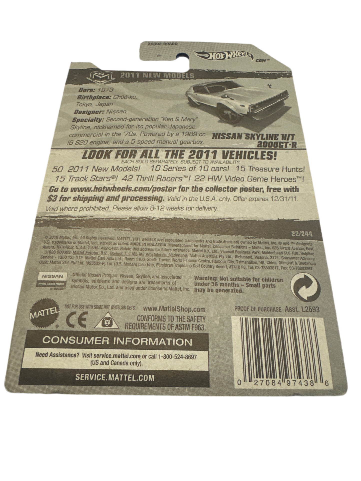 Hot Wheels 2011 #22 New Models #22 Nissan Skyline H/T 2000GT-R