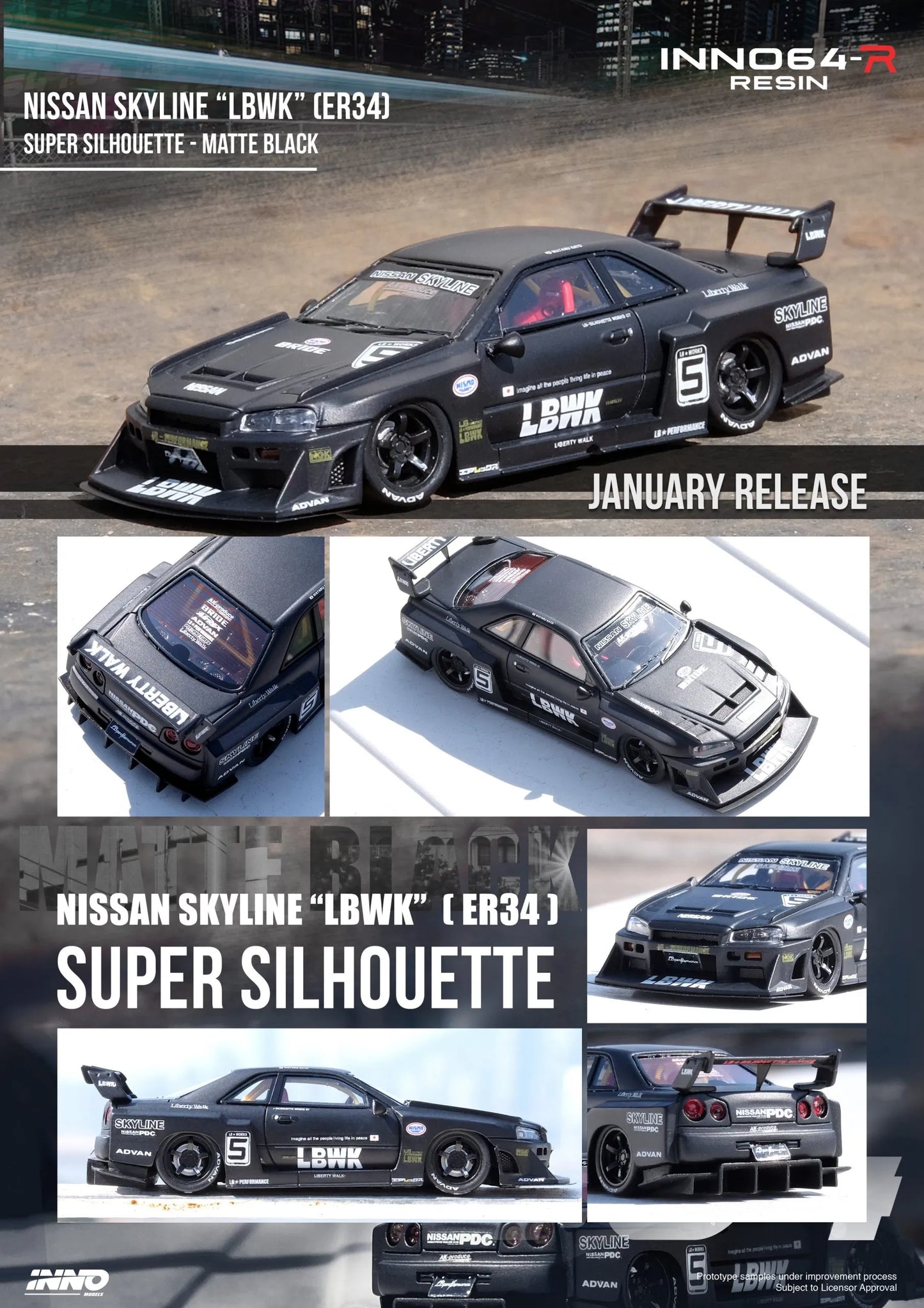 Inno64-R Nissan Skyline Lb-Er34  Lbwk Super Silhouette Black