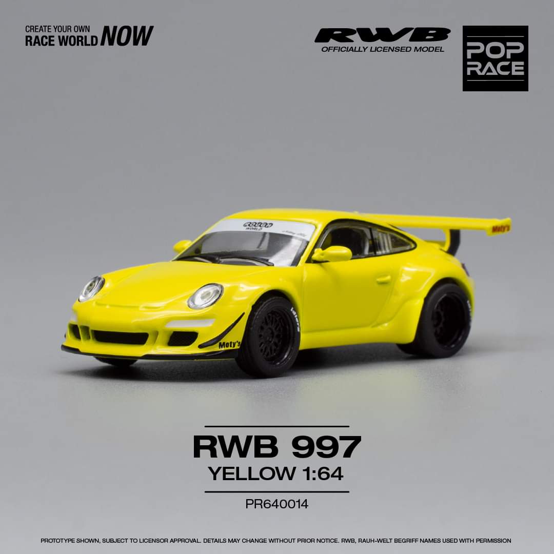 Pop Race 1/64 Porsche Rwb 997 Yellow