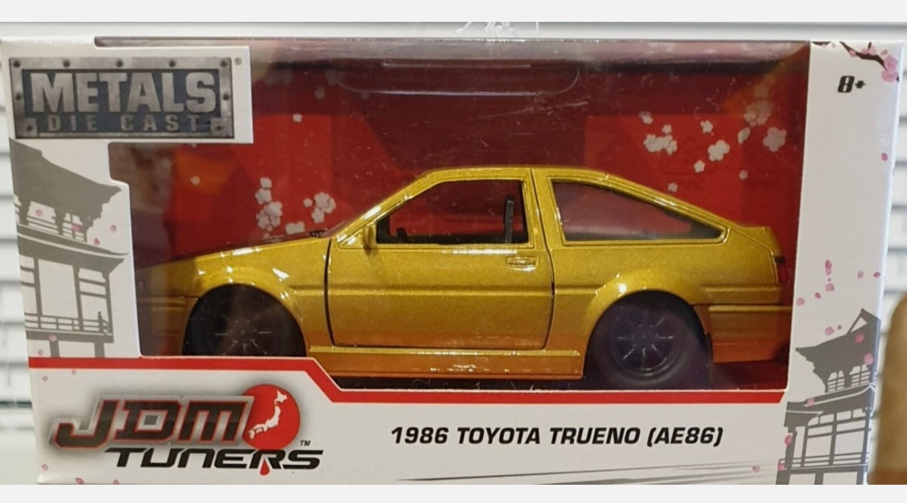 JADA 1:32 JDM METAL DIE CAST 1986 TOYOTA TRUENO AE86 CAR gold