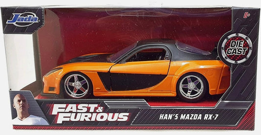 1:24 Scale JADA Fast & Furious Black/Orange Han's Mazada RX-7 Diecast Car