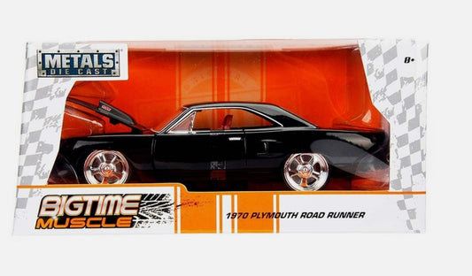 JADA 1970 PLYMOUTH ROAD RUNNER 440 1/24 DIECAST MODEL CAR BLACK