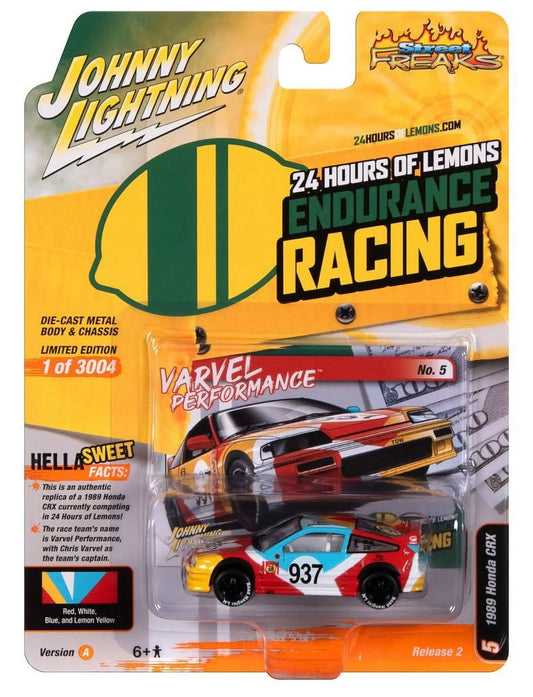 Johnny Lightning Street Freaks 24hrs of Lemons 1989 Honda CRX 2023 R2 1:64 Car
