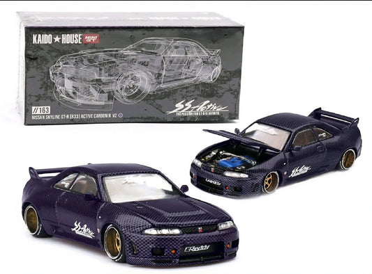 Kaido House x Mini GT 1:64 Nissan Skyline GT-R (R33) Active Carbon R V2 diecast model car