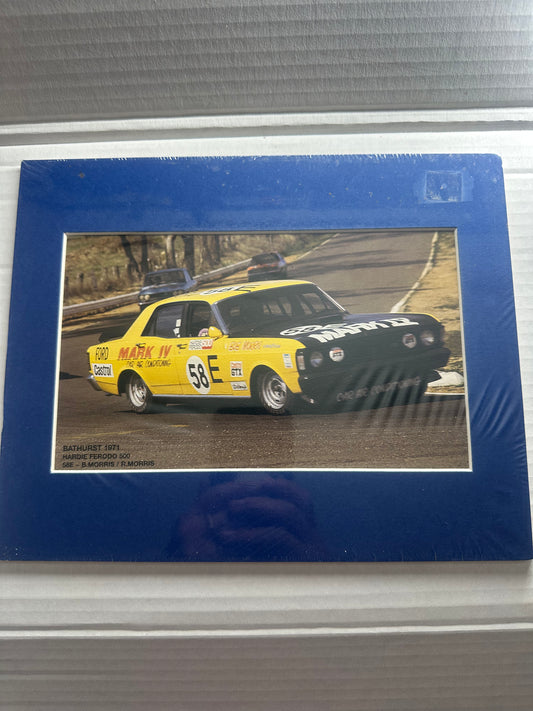 Bathurst 1971 Hardie Ferodo 500 58E-B.Morris / R.Morris ( asssorted blue tone frame front with wood backing)
