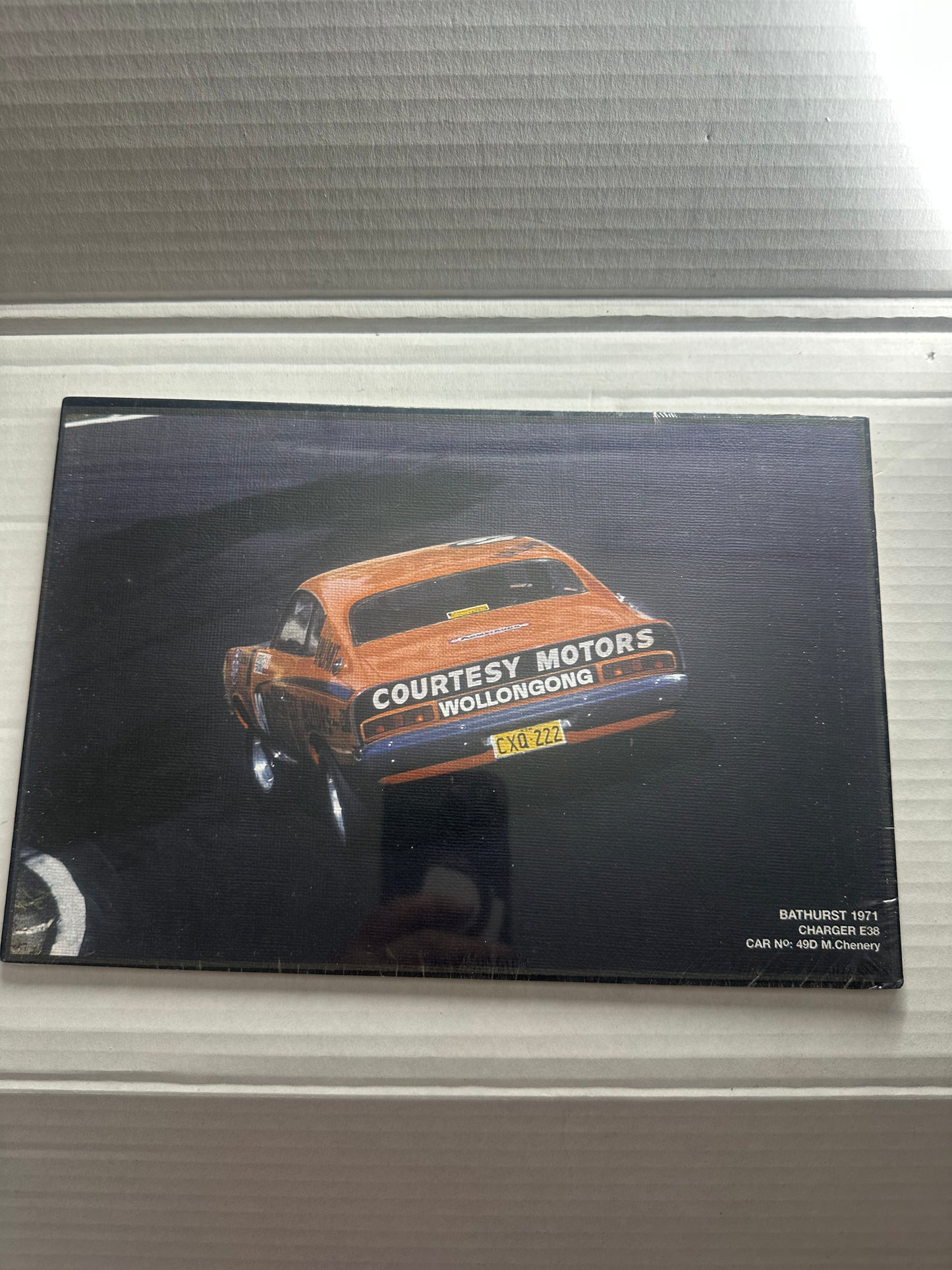 Bathurst 1971 Charger E38 Car No 49D M.Chenery 28cm x 19cm with wood backing