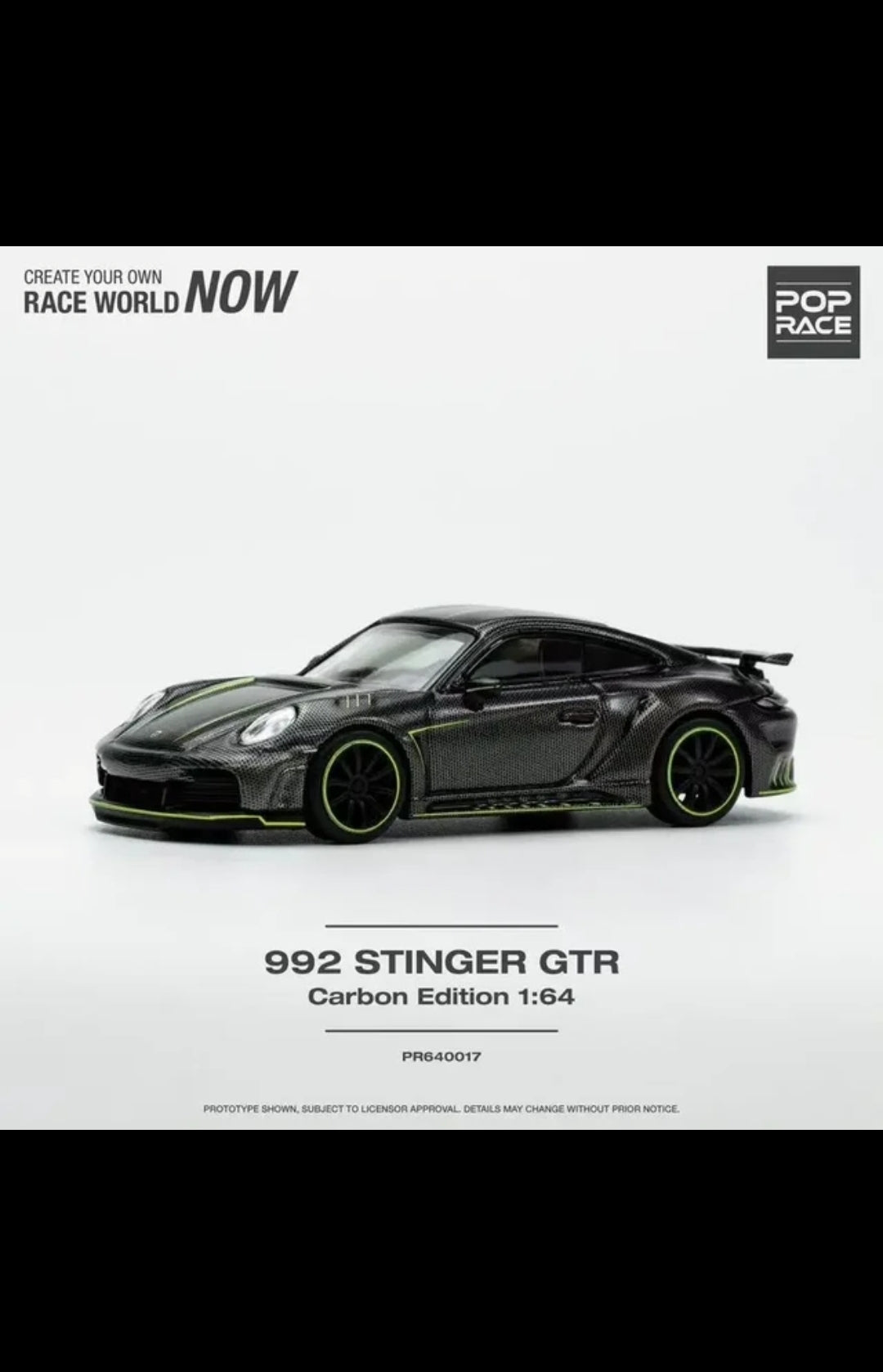 Pop Race Pr64-17 Porsche 992 Stinger Gtr Carbon edition Black