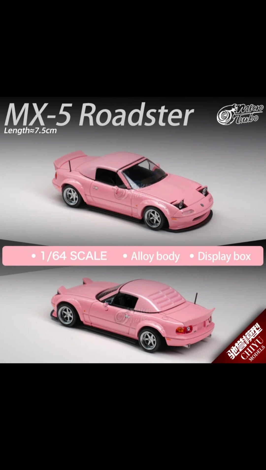 Micro turbo 1/64 1990 Mazda Mx5 Na Pandem Pink