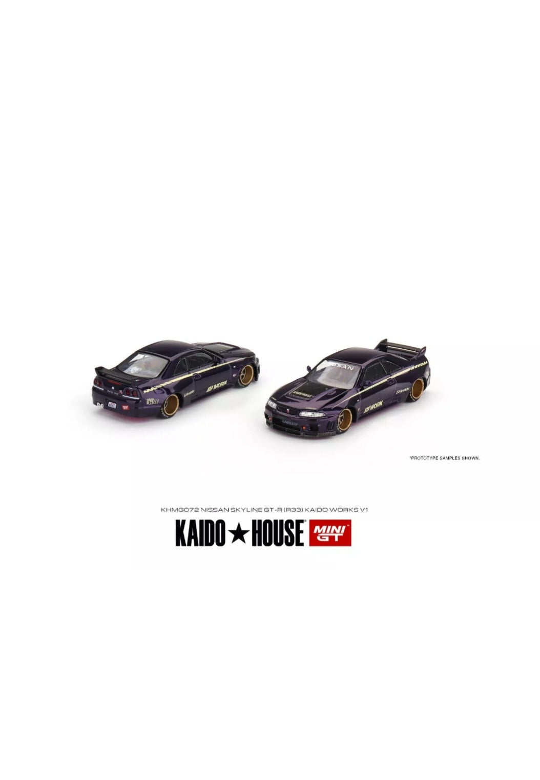 Kaidohouse Mini Gt #072 Nissan Skyline Gtr R33 Kaido Works V1 Purple