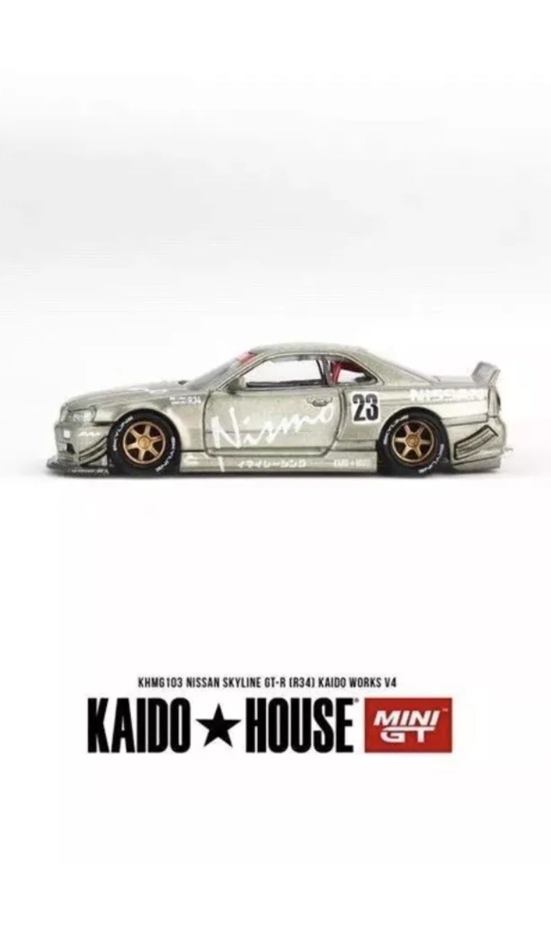 Kaidohouse Mini Gt #103 Nissan Skyline Gtr R34 Kaido Works V4 Green Nismo